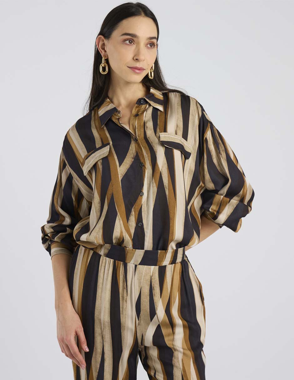 Blusa camisera manga larga para mujer