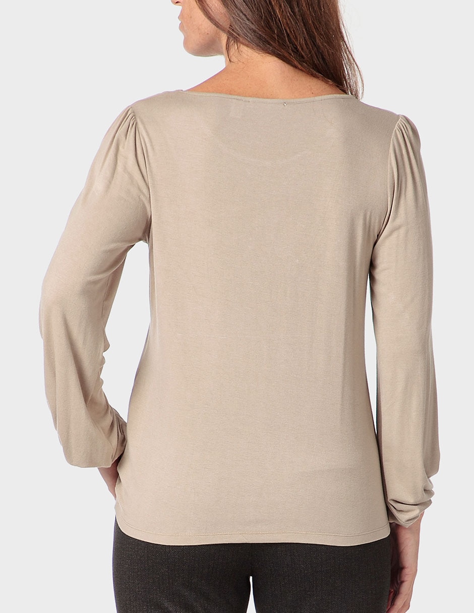 Playera manga larga cuello redondo para mujer 2