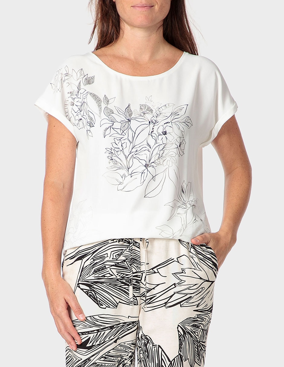 Playera manga corta cuello redondo para mujer