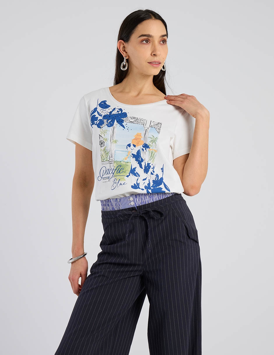 Playera manga corta cuello redondo para mujer