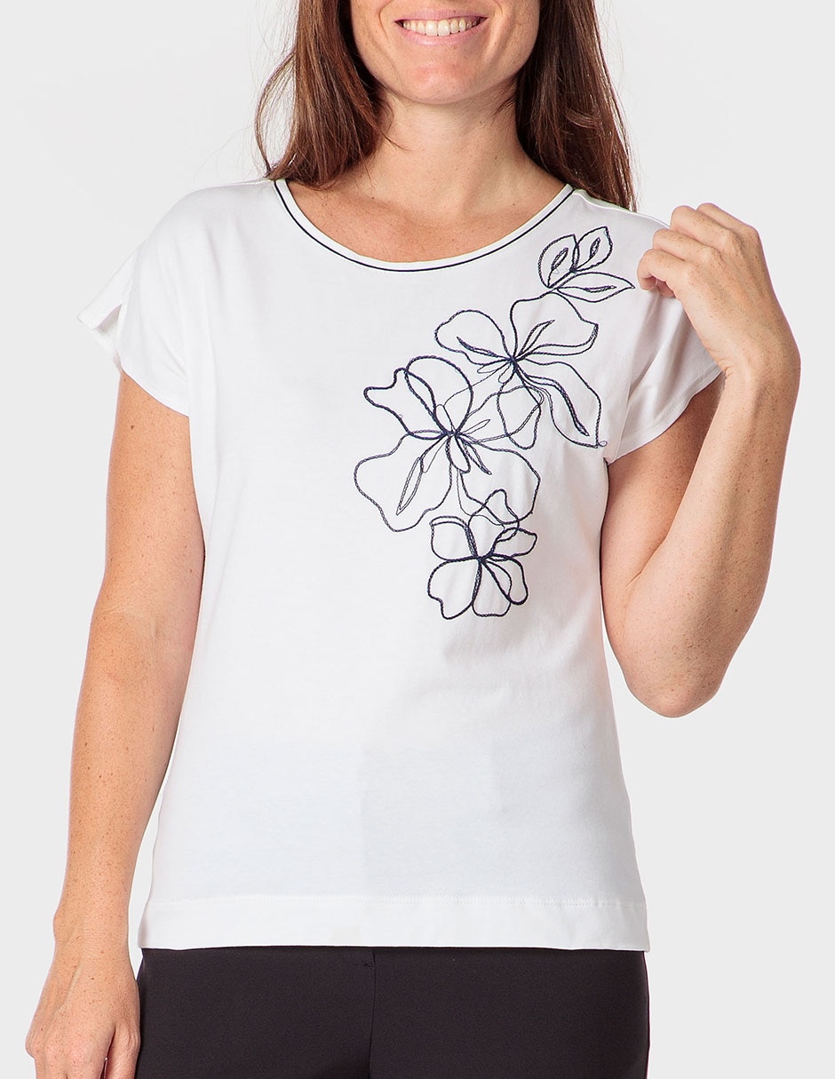 Playera manga corta cuello redondo para mujer