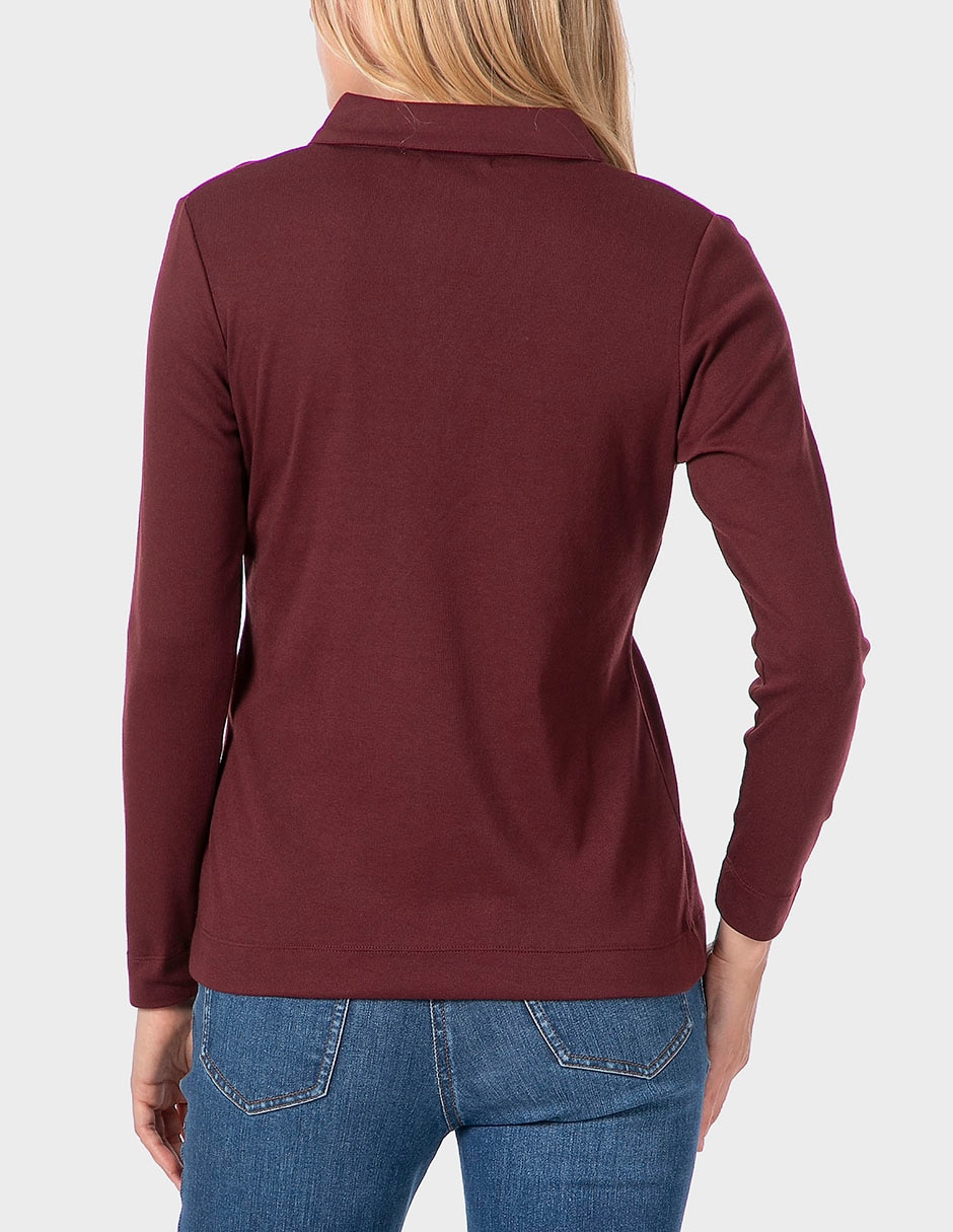 Playera manga larga cuello camisero para mujer 2
