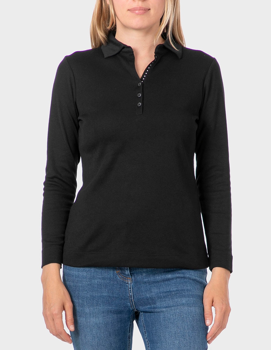 Playera manga larga cuello camisero para mujer Playera manga larga cuello camisero para mujer