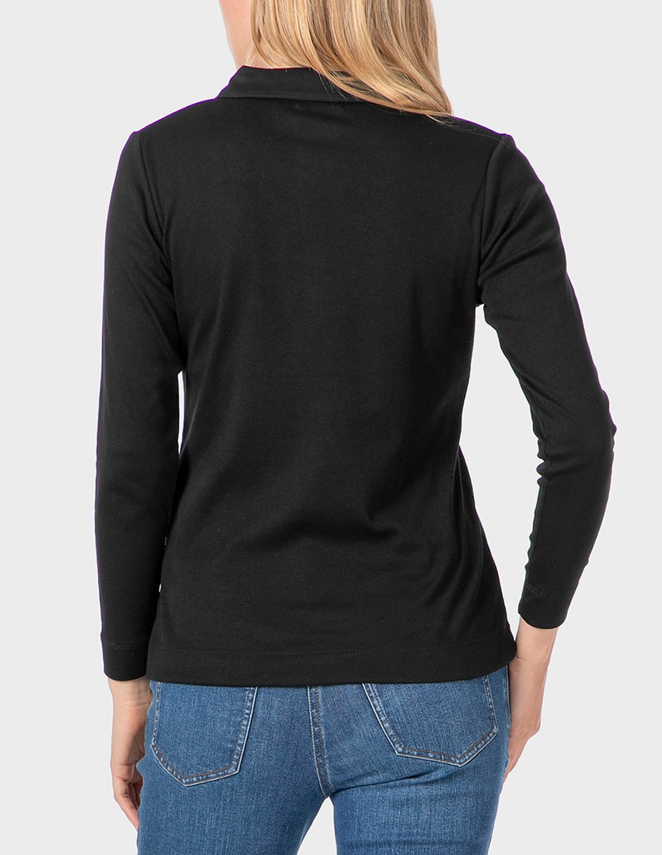 Playera manga larga Punt Roma cuello camisero para mujer