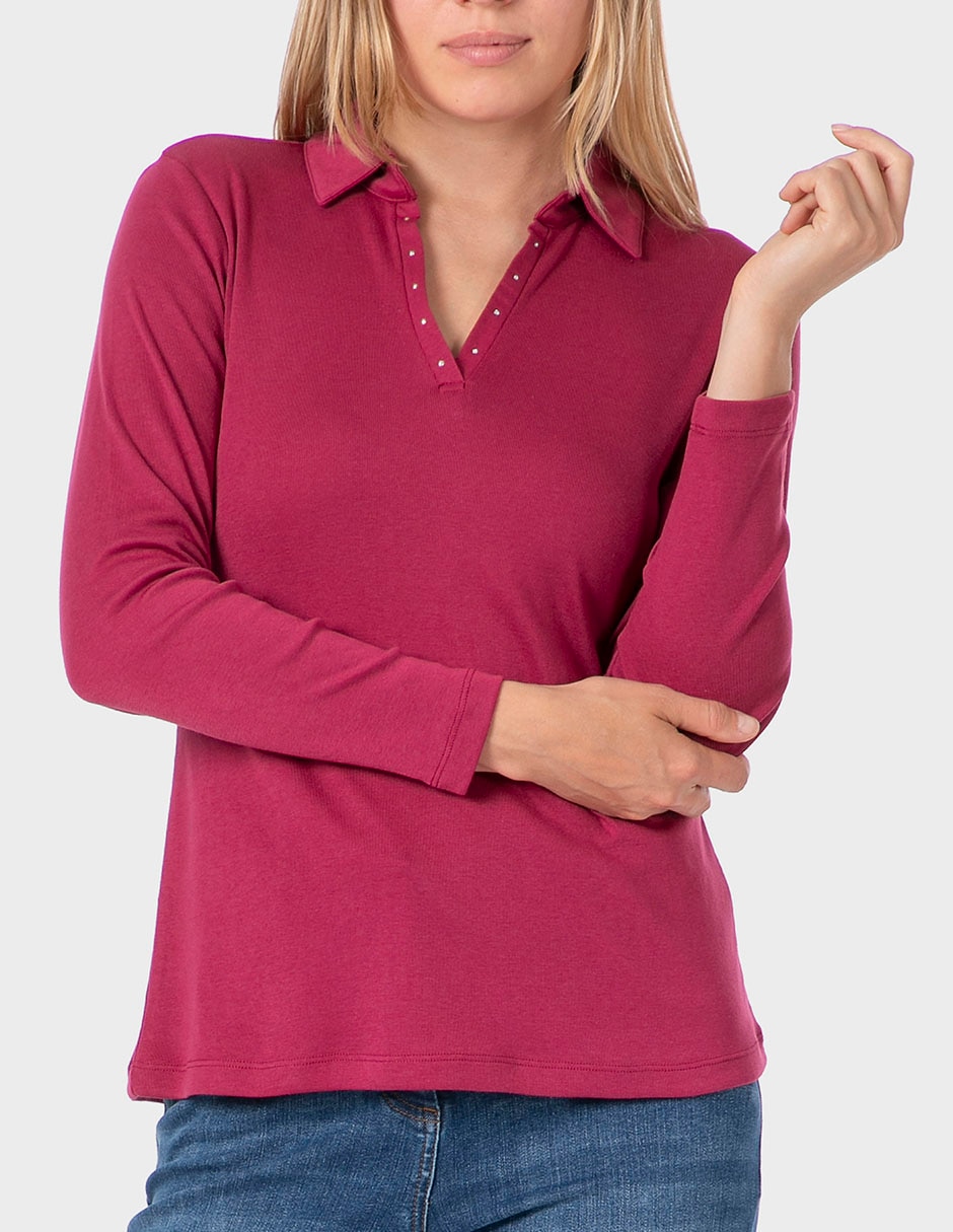 Playera manga larga cuello v para mujer Playera manga larga cuello v para mujer
