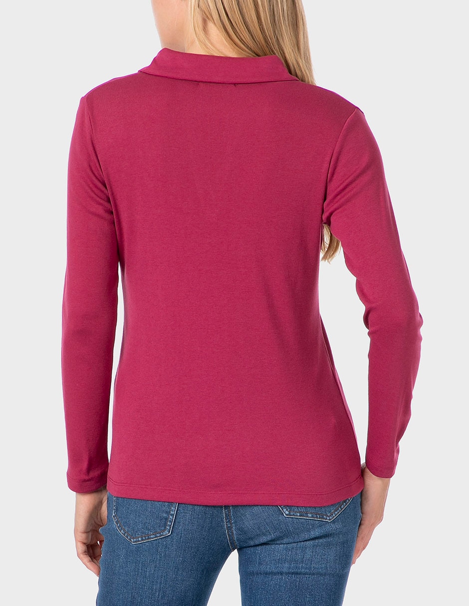 Playera manga larga cuello v para mujer 2