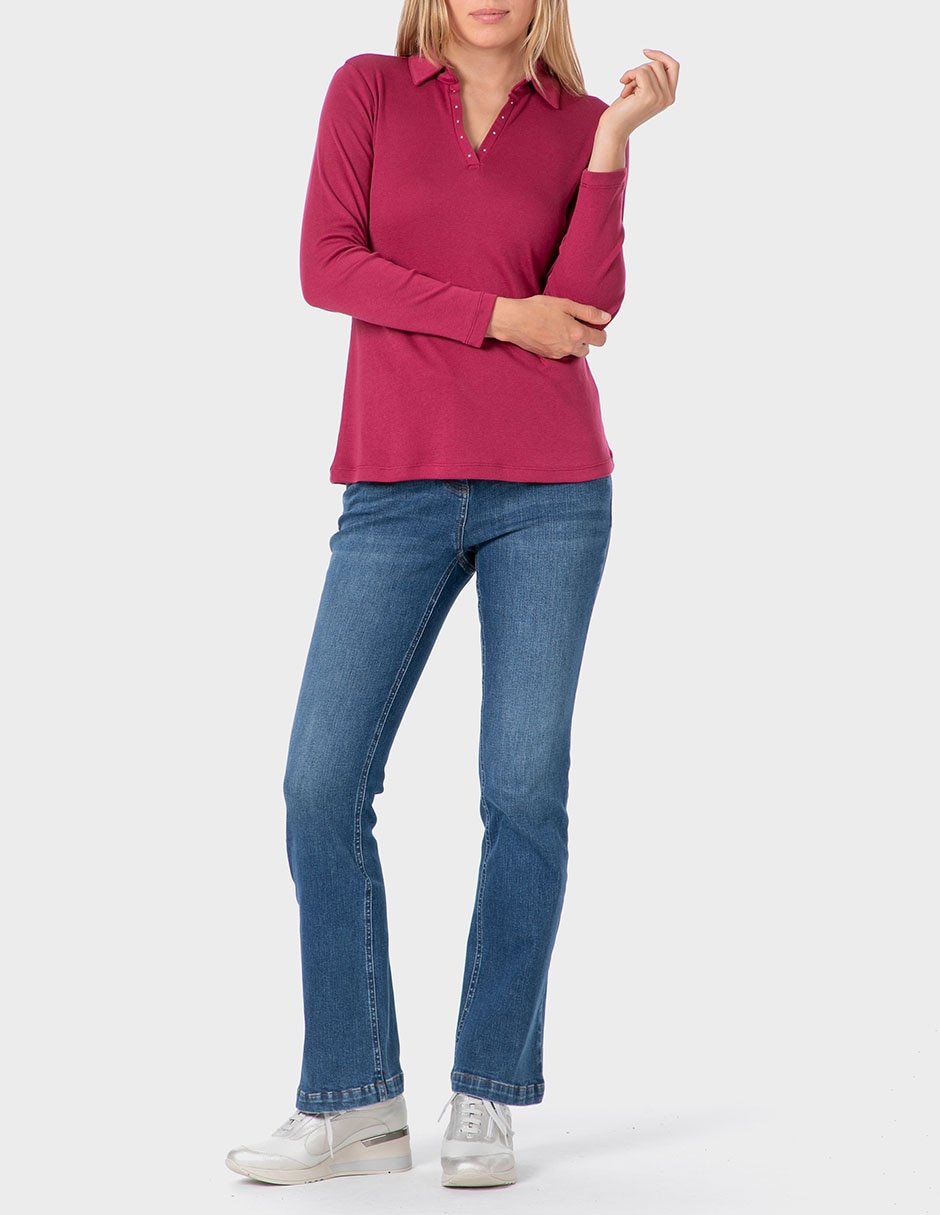 Playera manga larga cuello v para mujer 3