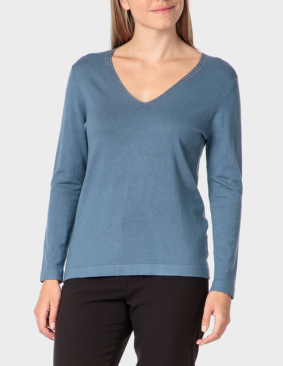 Suéter cuello v para mujer