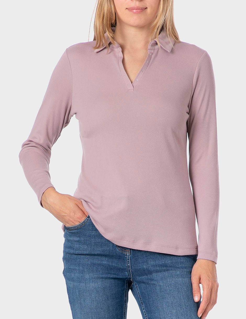 Playera manga larga cuello v para mujer Playera manga larga cuello v para mujer
