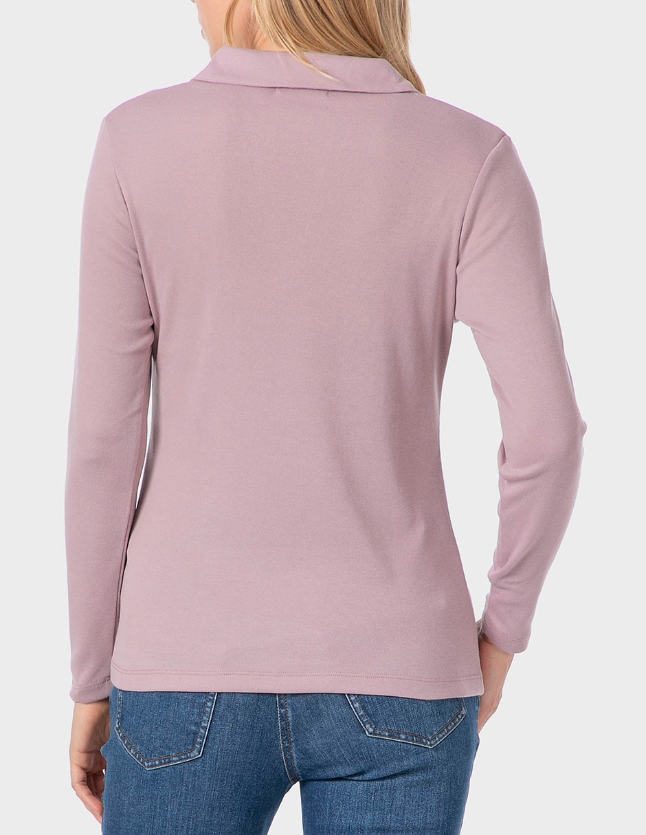 Playera manga larga Punt Roma cuello v para mujer