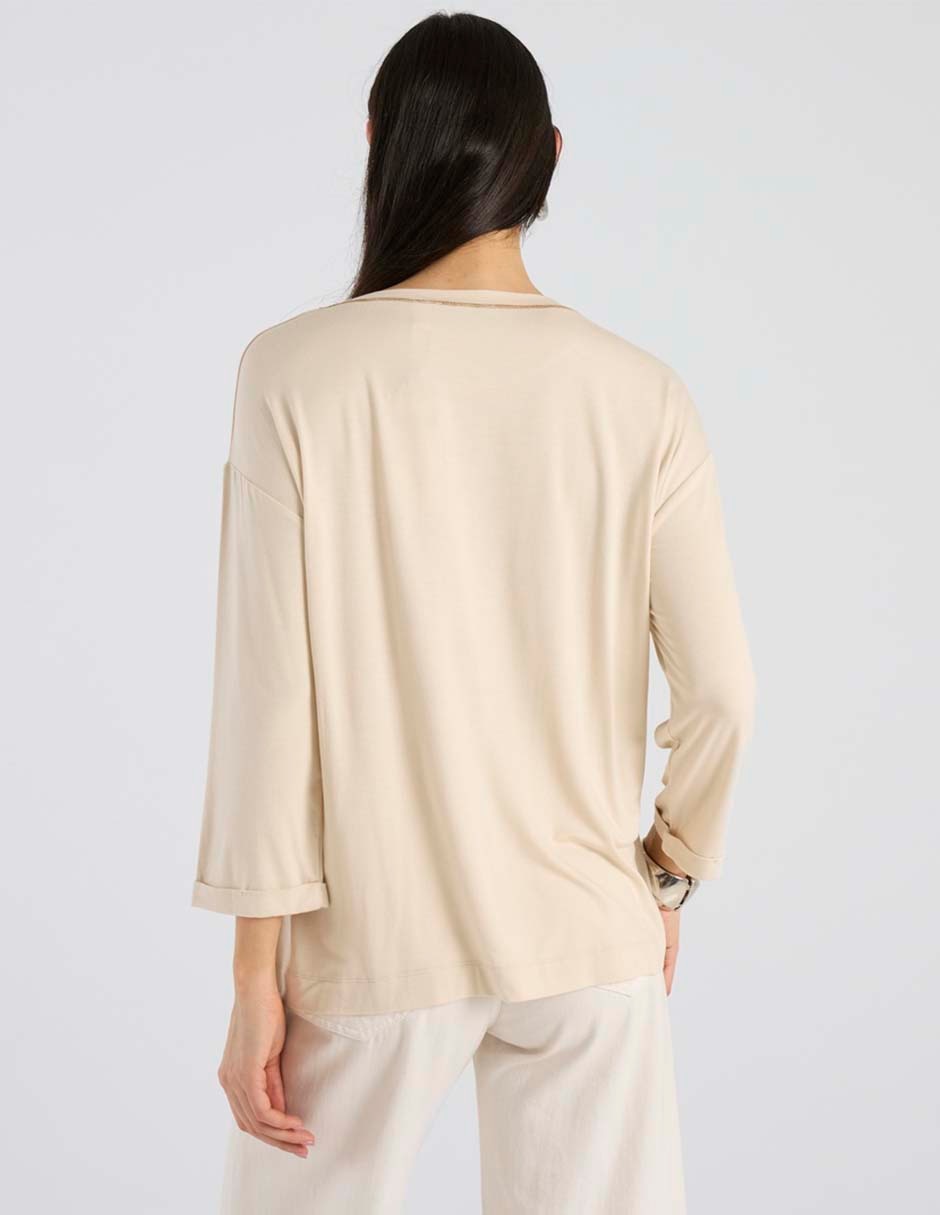 Playera manga 3/4 cuello redondo para mujer 2