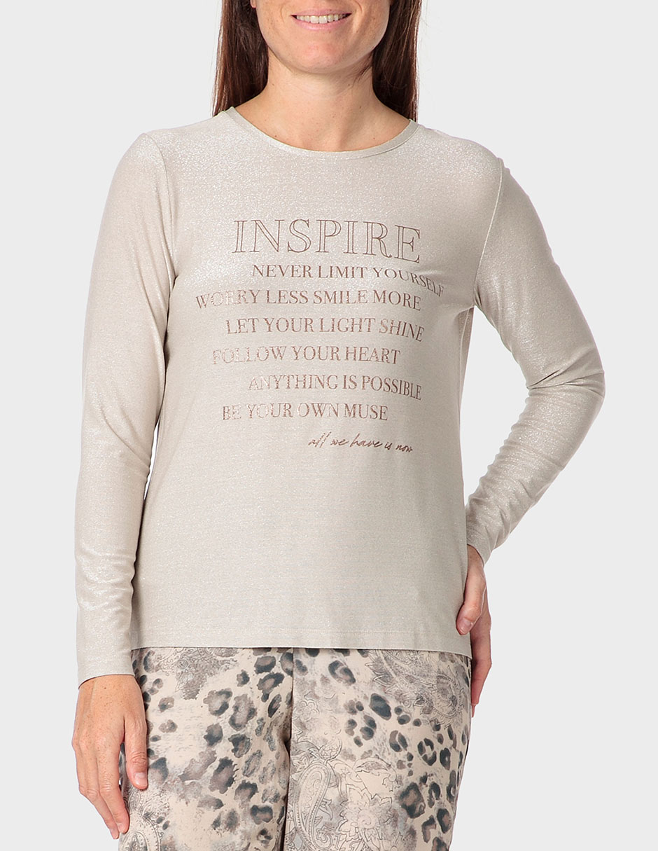 Playera manga larga cuello redondo para mujer