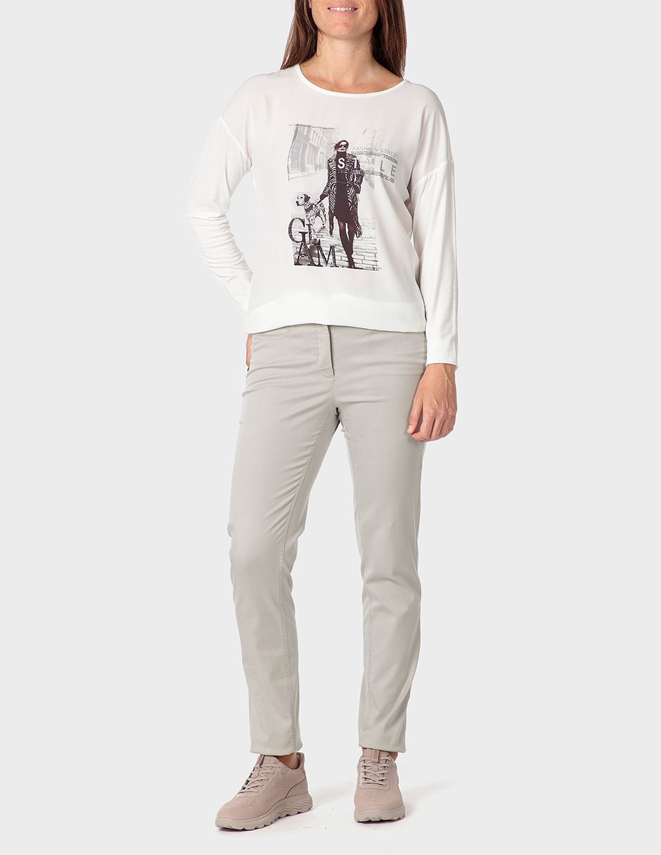 Playera manga larga cuello redondo para mujer 3