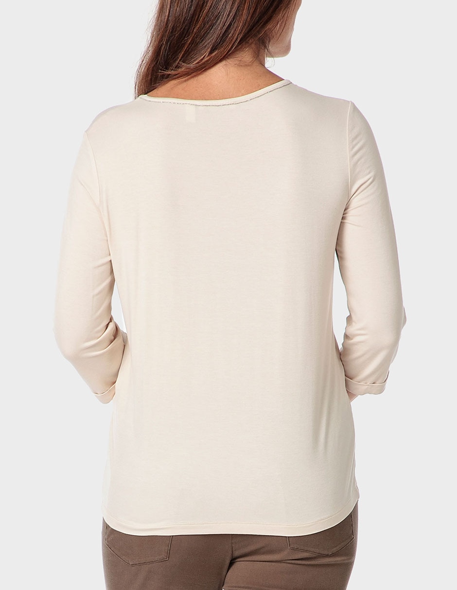 Playera manga 3/4 cuello redondo para mujer 2
