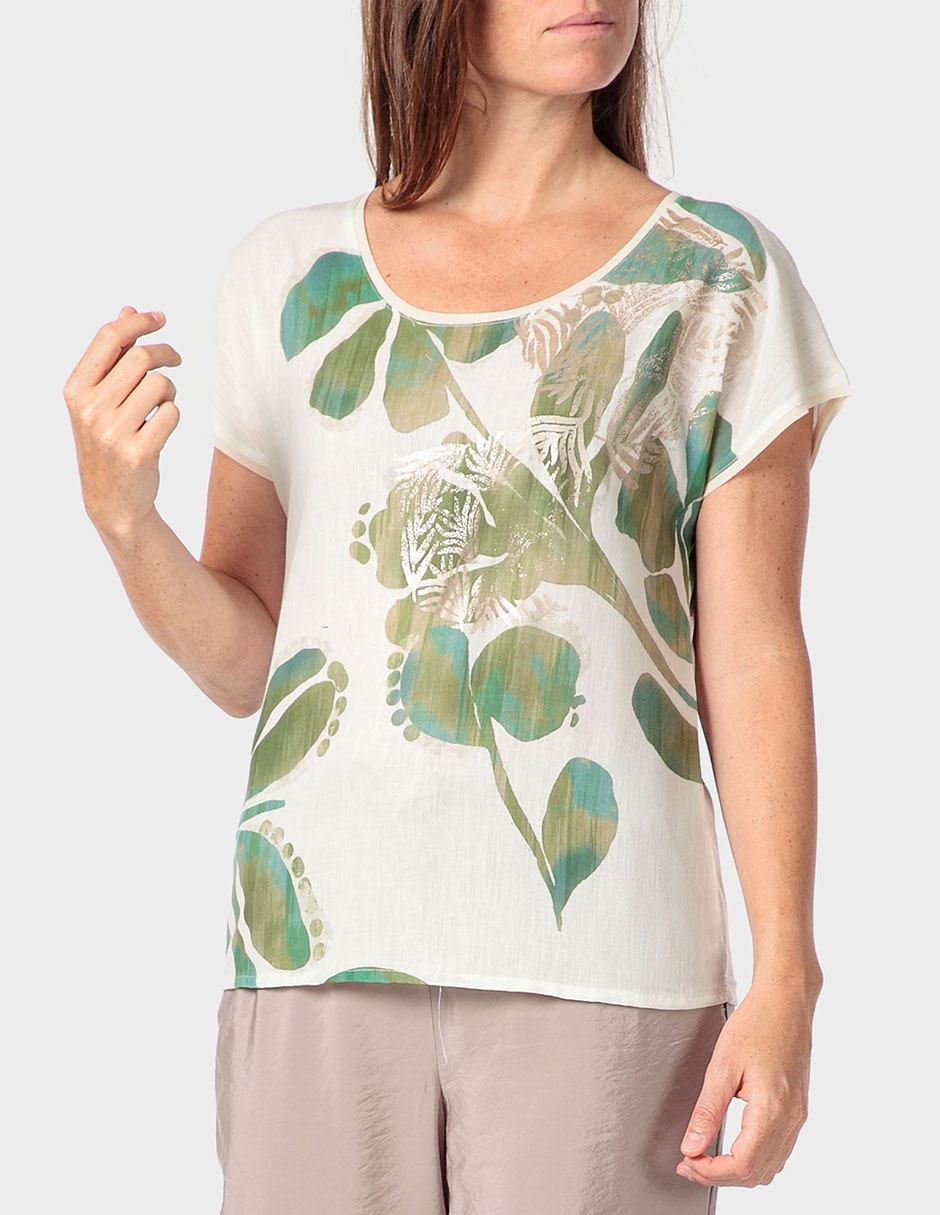 Playera manga corta cuello redondo para mujer