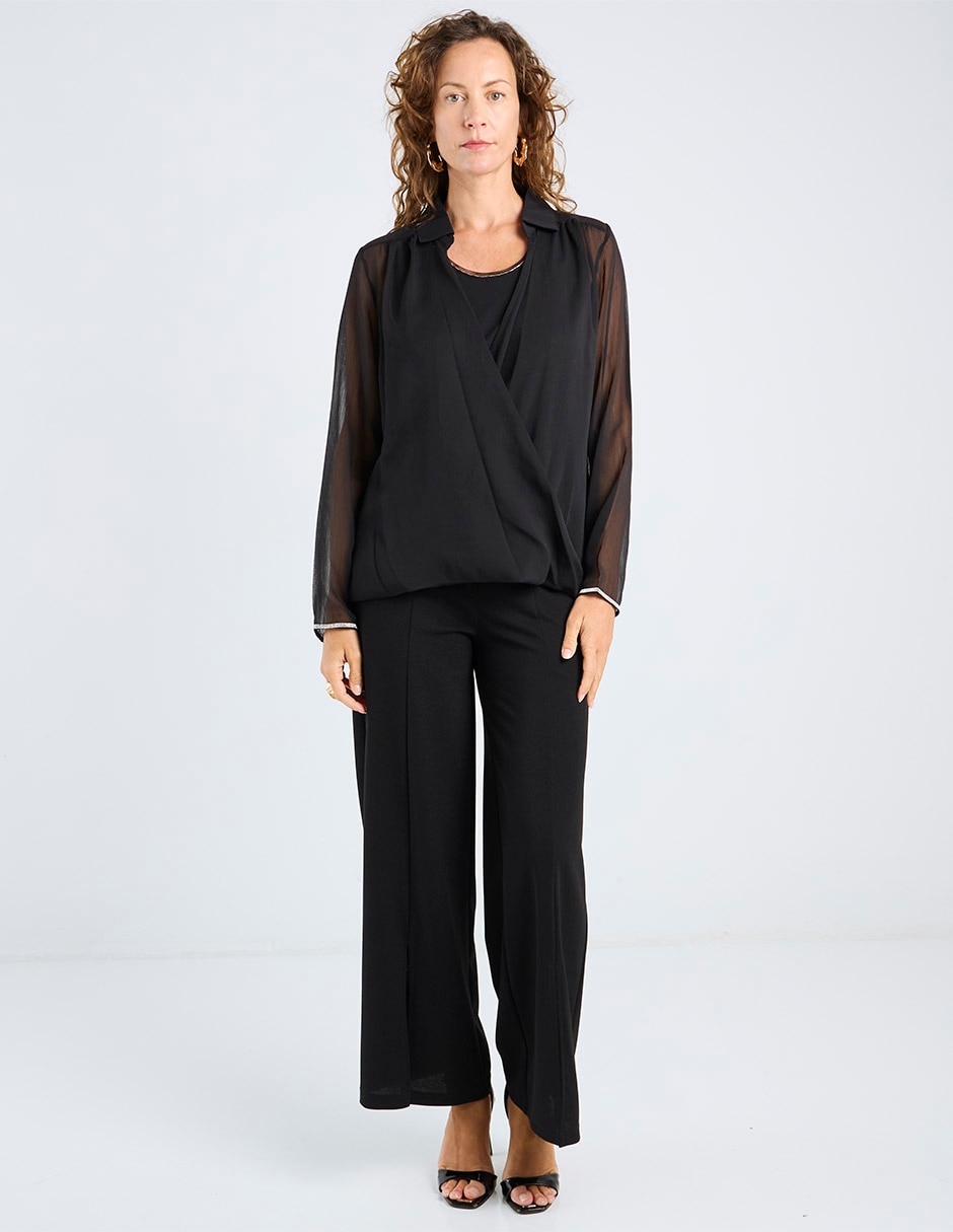 Blusa camisera manga larga para mujer 2