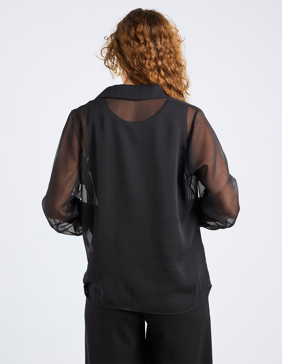 Blusa camisera manga larga para mujer 6