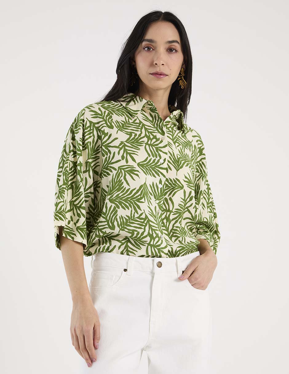 Blusa camisera manga 3/4 para mujer