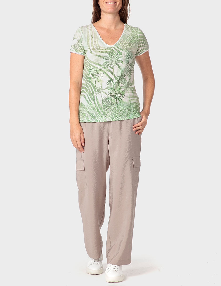 Playera manga corta cuello V para mujer 3