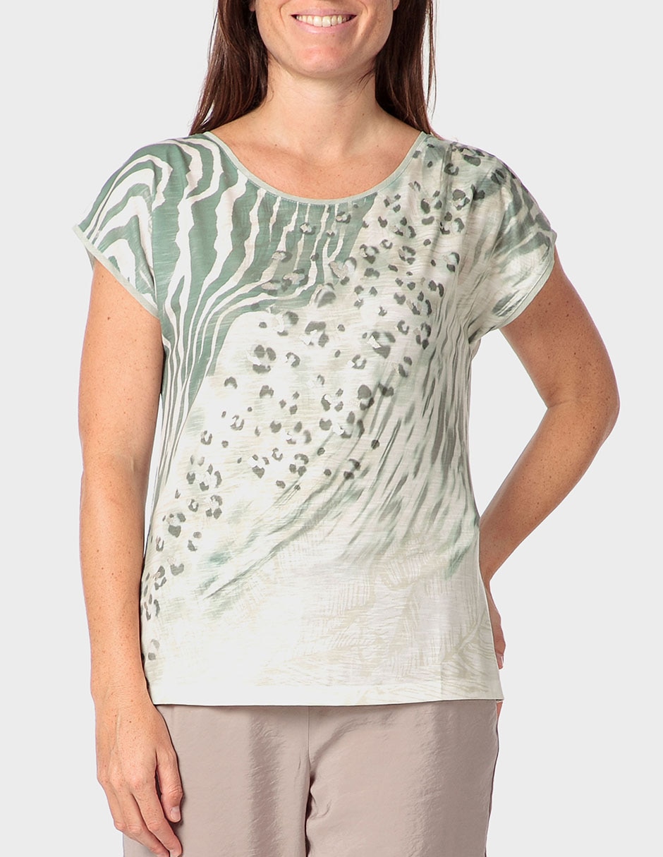 Playera manga corta cuello redondo para mujer