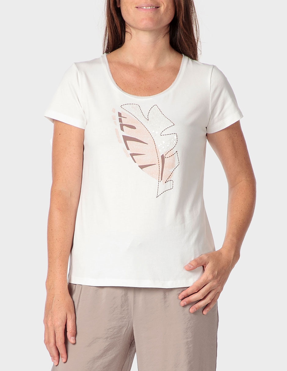 Playera manga corta cuello redondo para mujer