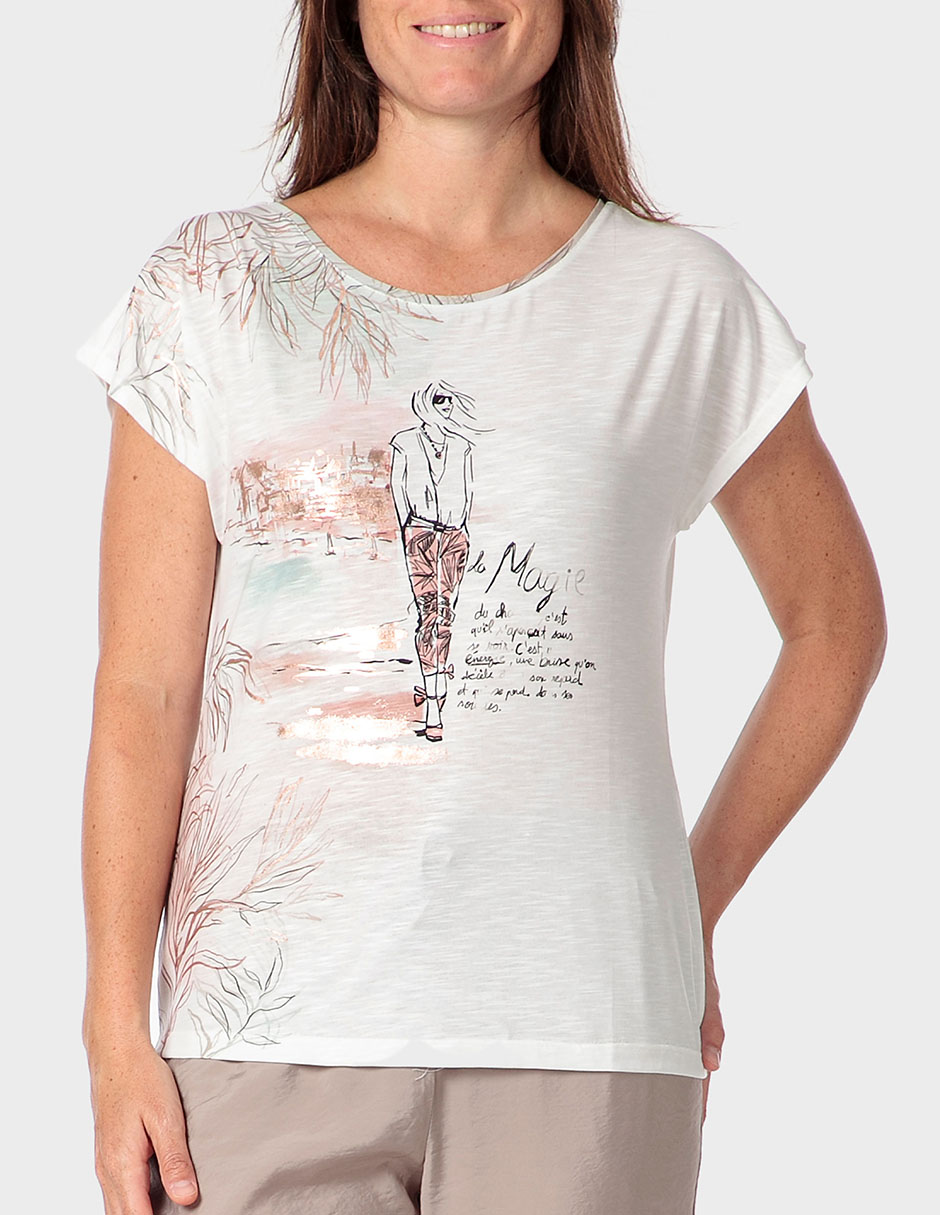 Playera manga corta cuello redondo para mujer