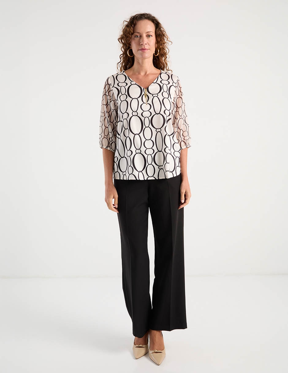 Blusa manga 3/4 cuello V para mujer 3