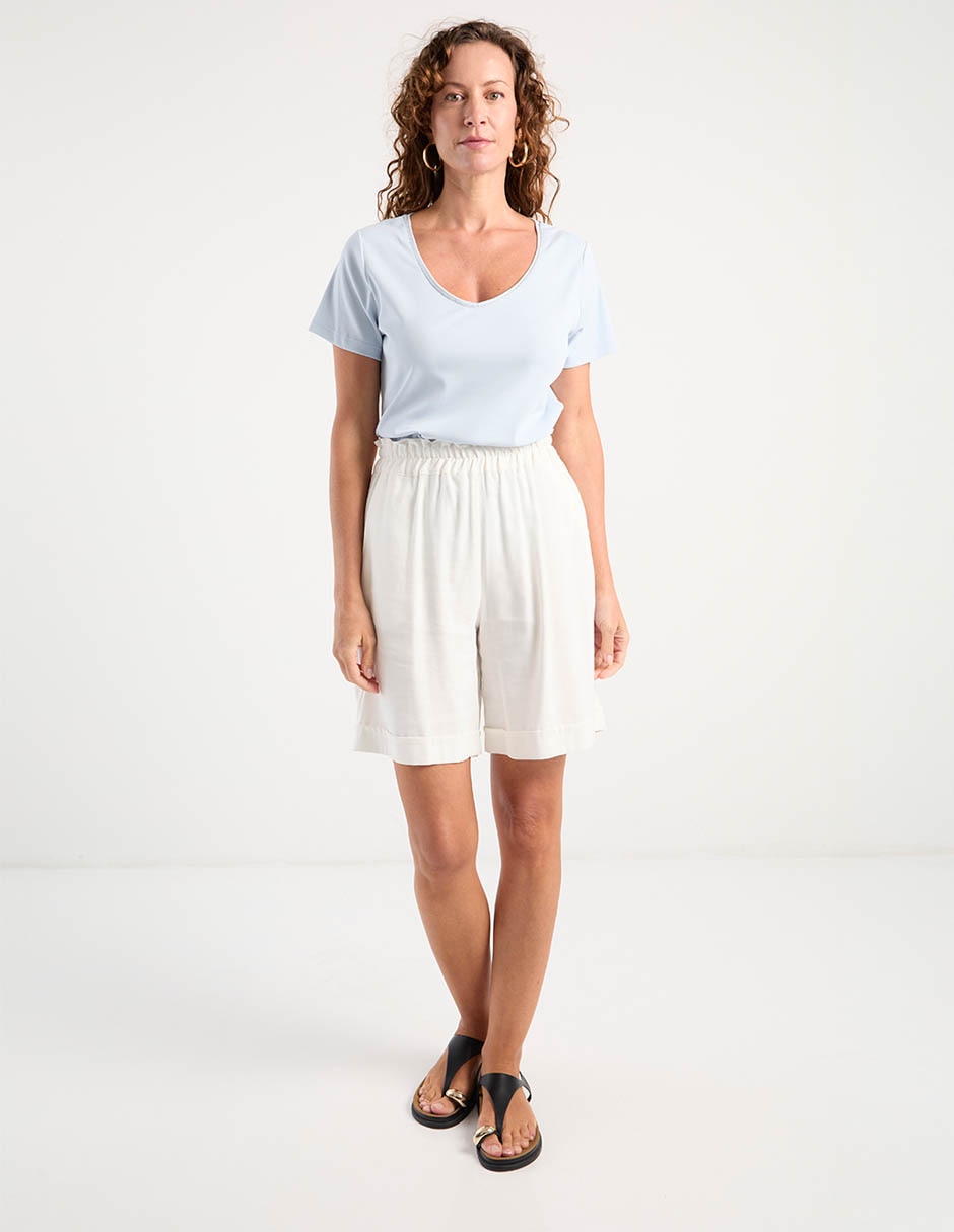 Playera manga corta cuello V para mujer 3