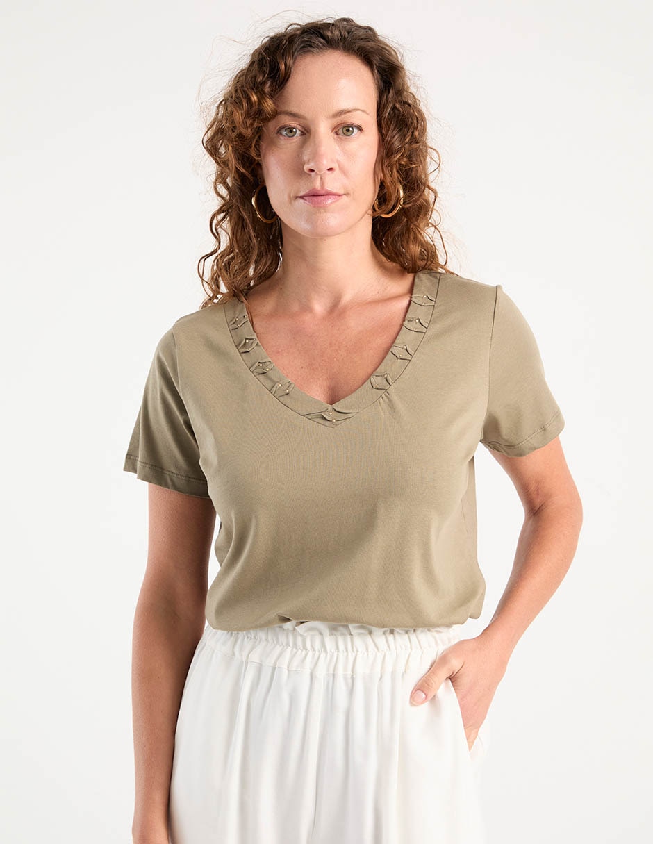 Playera manga corta cuello redondo para mujer 2