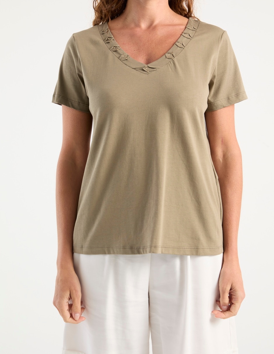 Playera manga corta cuello redondo para mujer 7