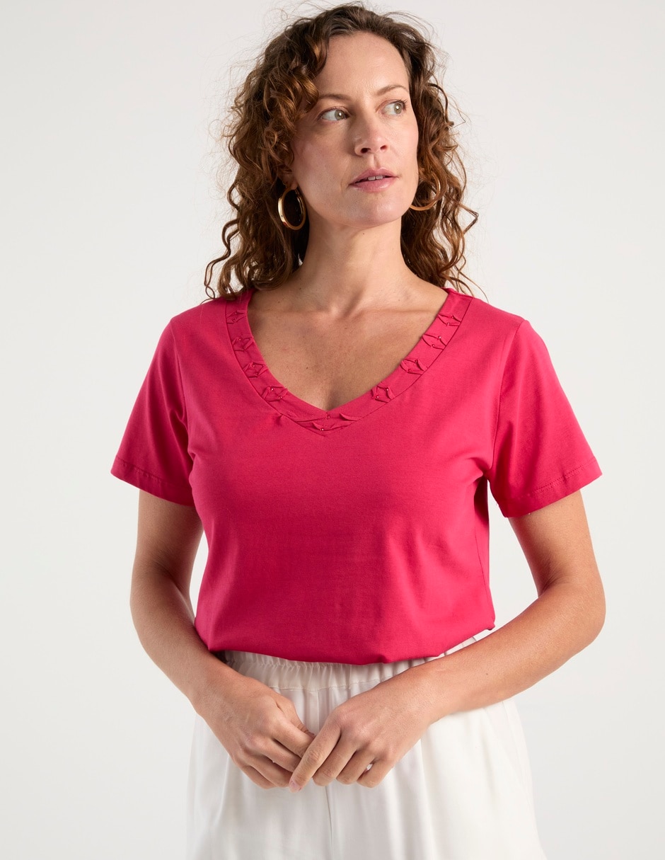 Playera manga corta cuello redondo para mujer Playera manga corta cuello redondo para mujer