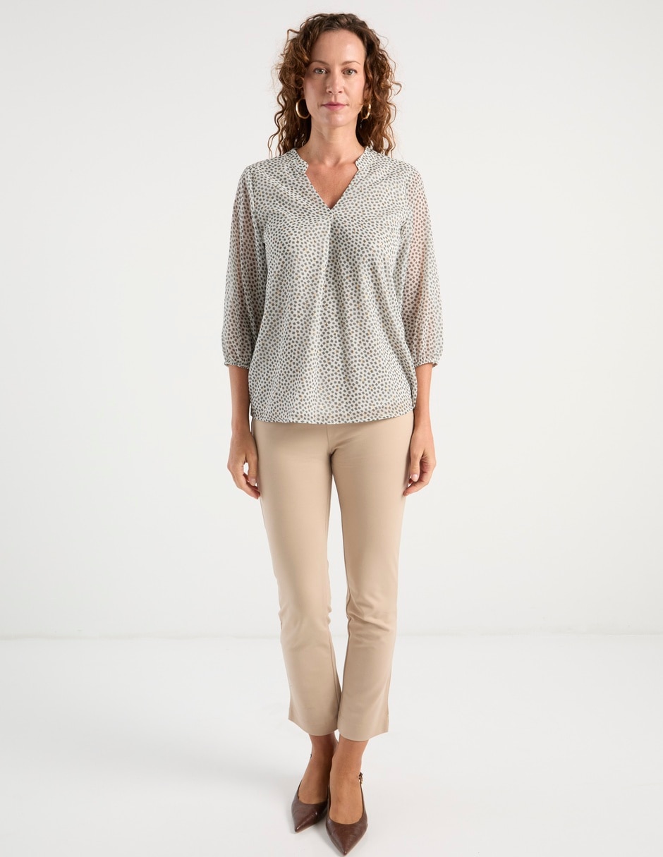 Blusa manga 3/4 cuello V para mujer 3