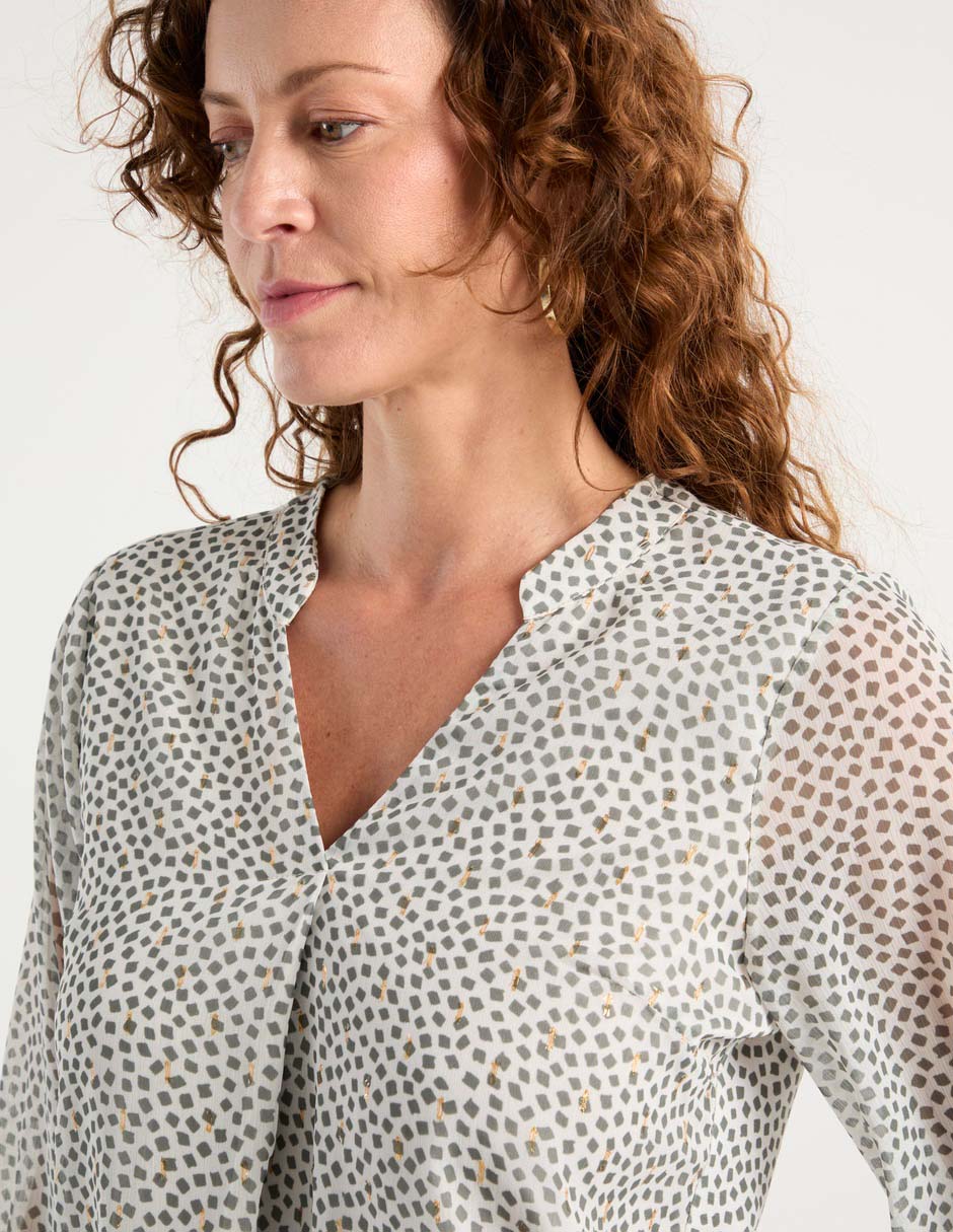 Blusa manga 3/4 cuello V para mujer 4