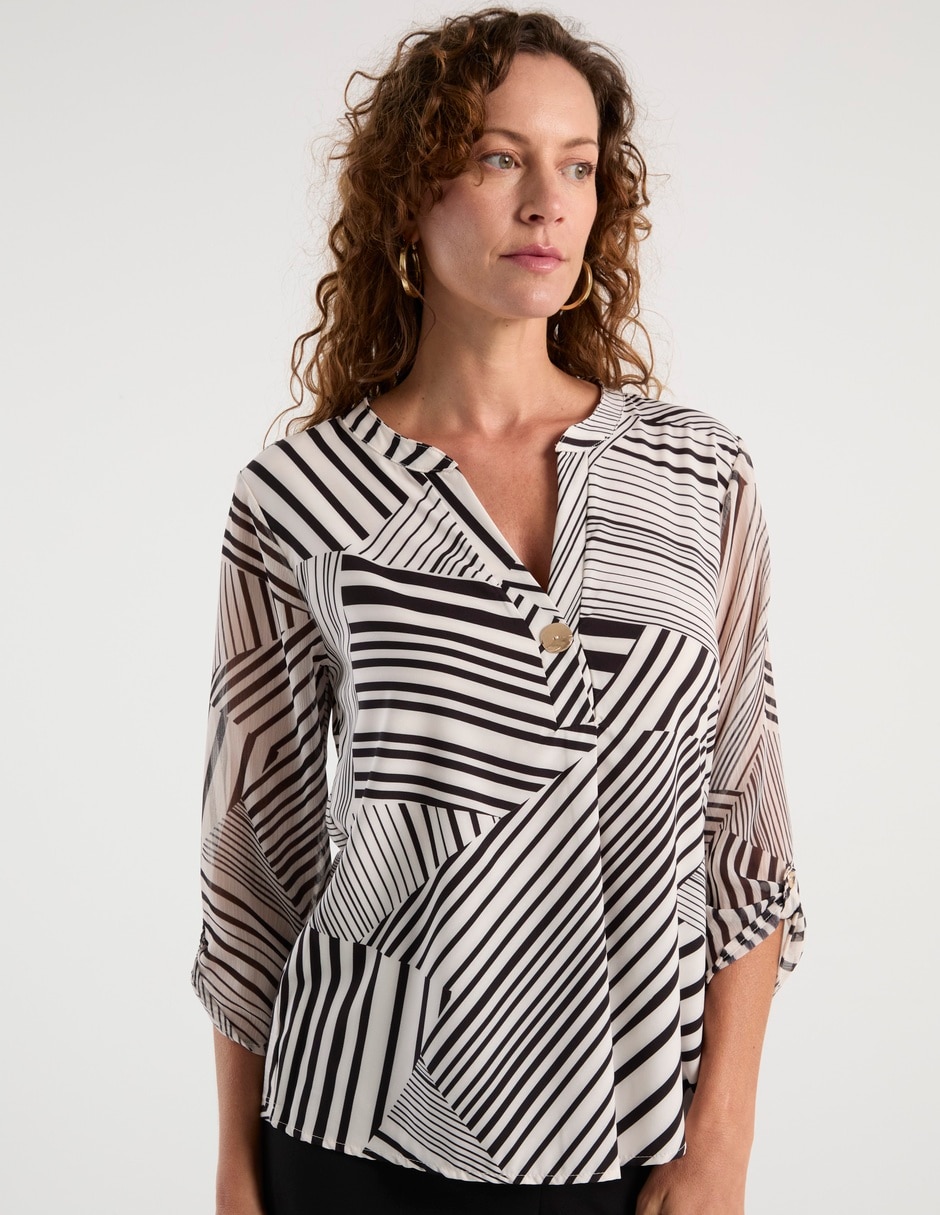 Blusa manga 3/4 cuello V para mujer 2