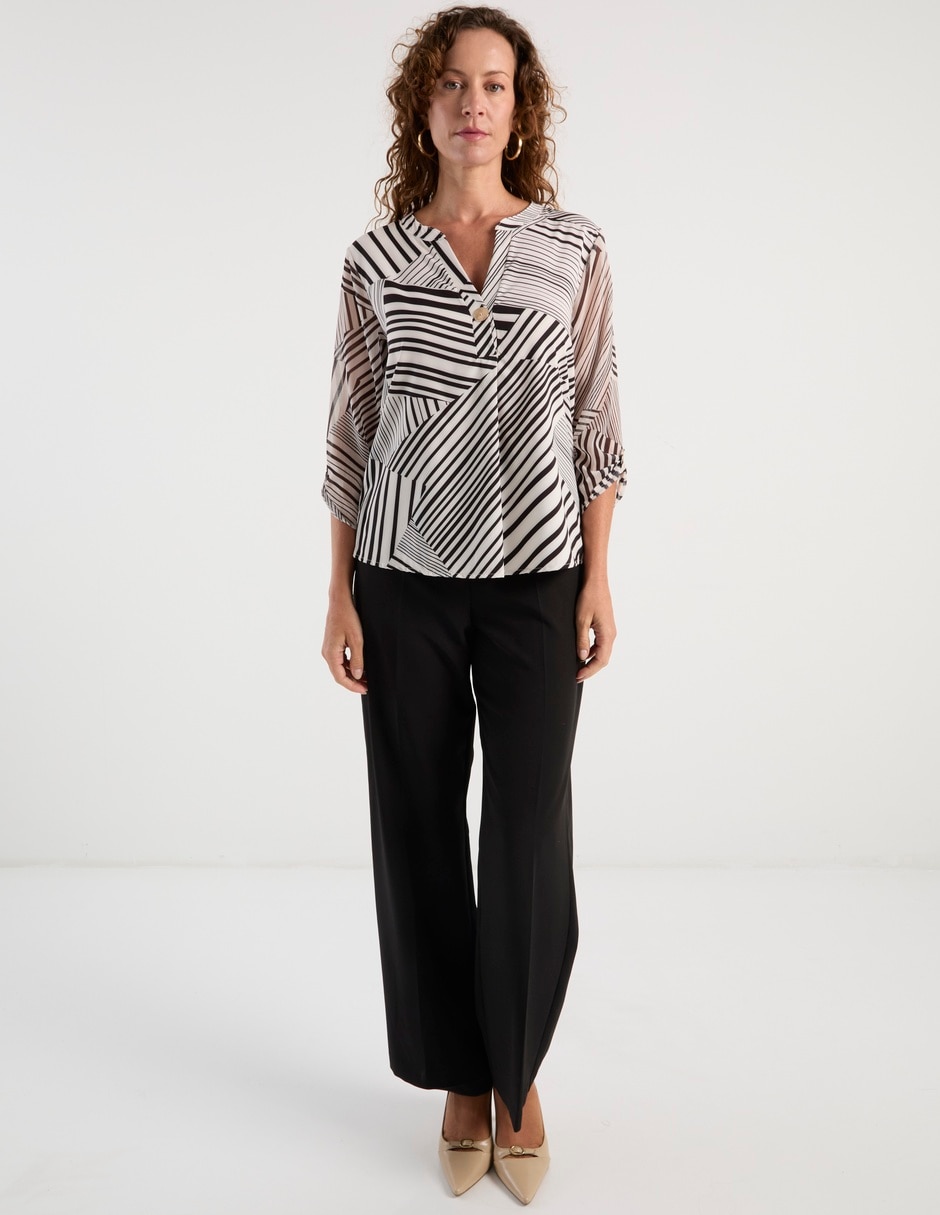 Blusa manga 3/4 cuello V para mujer 3