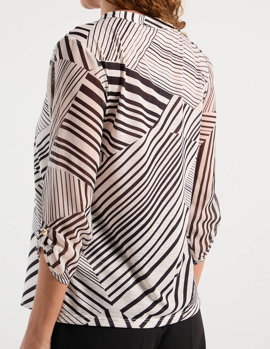 Blusa manga 3/4 cuello V para mujer 5
