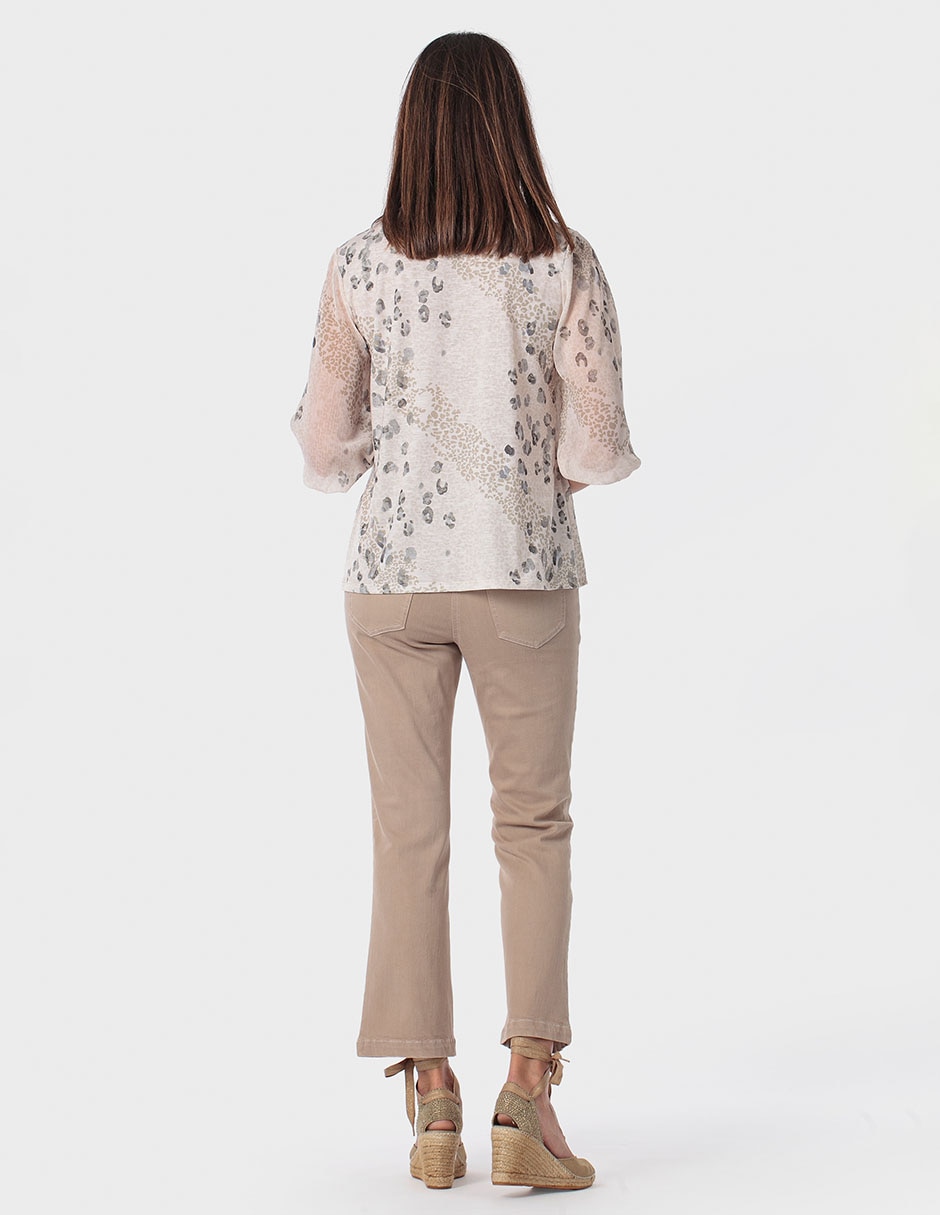 Blusa manga 3/4 cuello con amarre para mujer 4