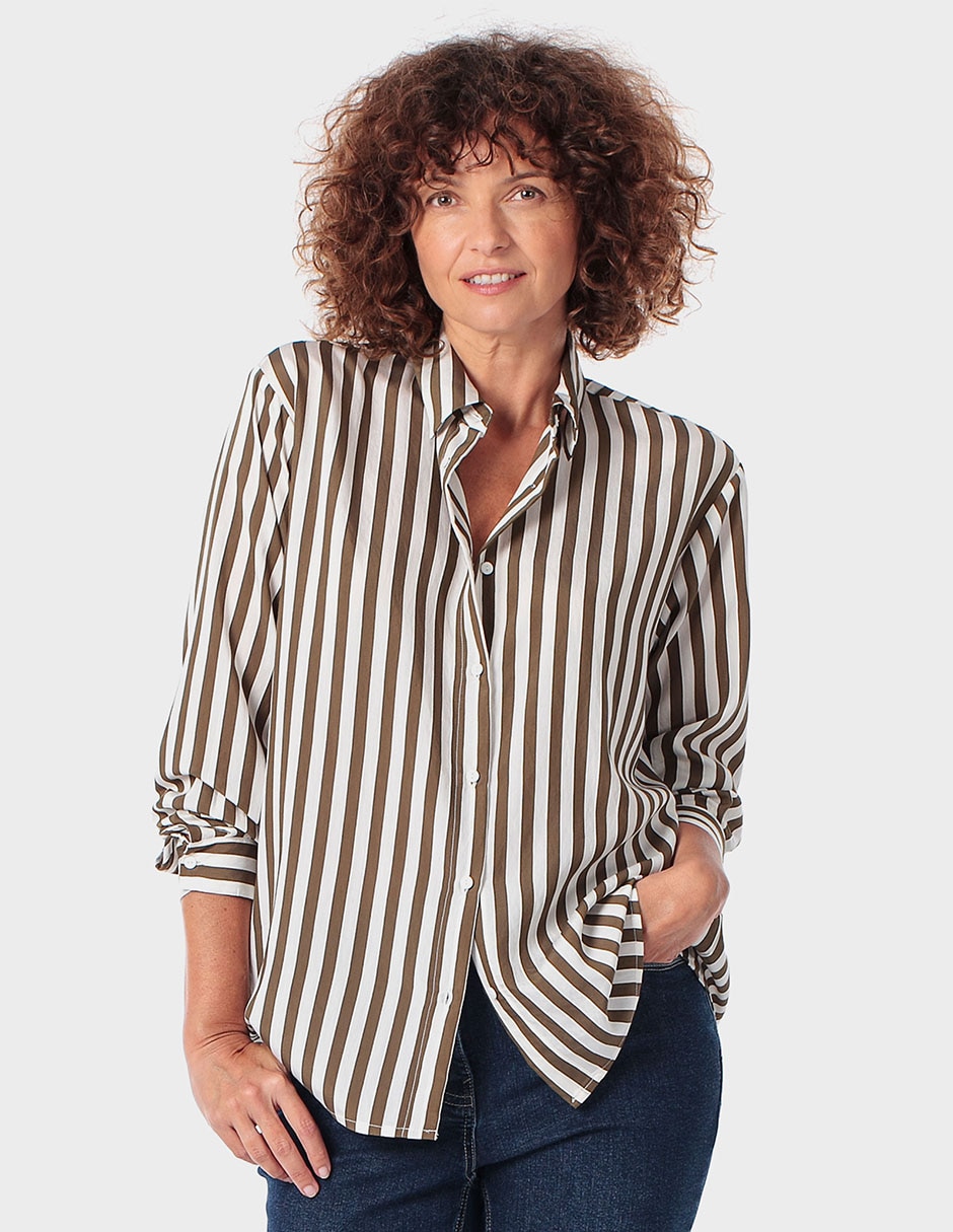 Blusa camisera manga larga para mujer
