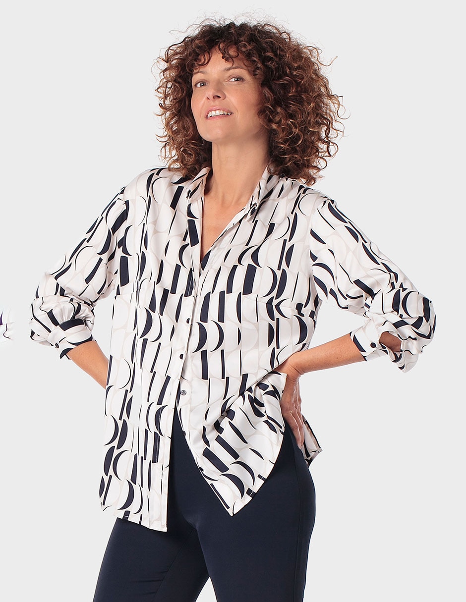 Blusa camisera manga larga para mujer