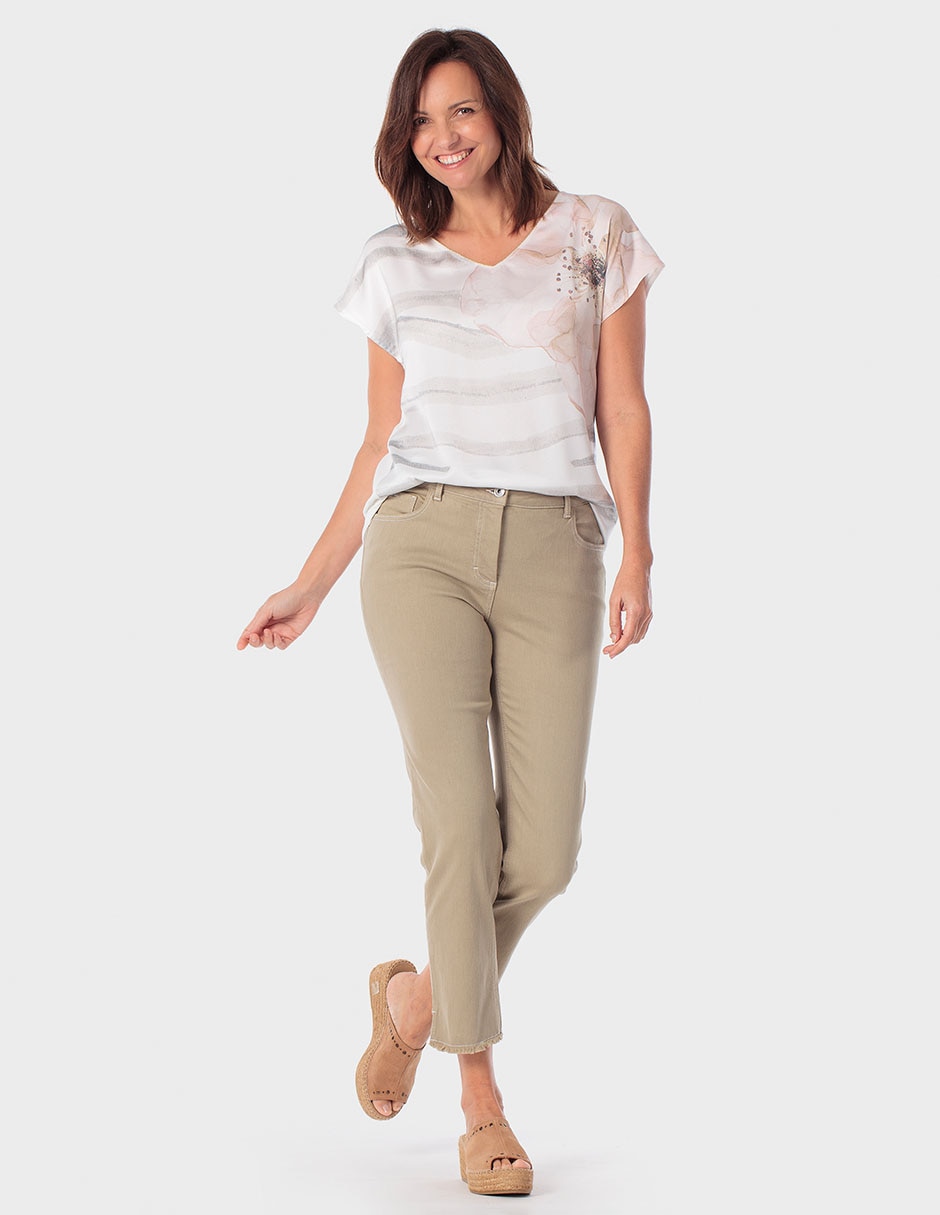 Blusa manga corta cuello V para mujer 3