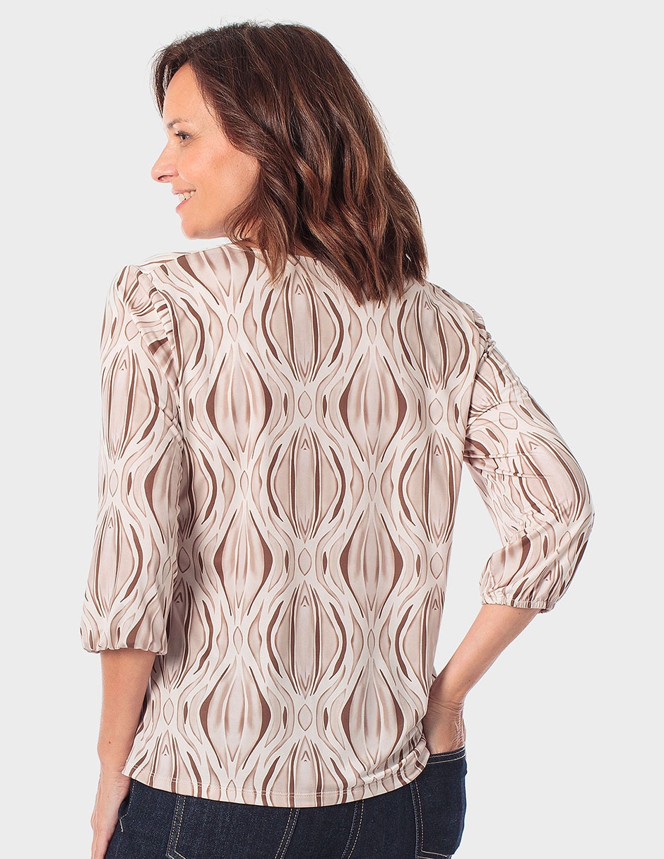 Blusa manga 3/4 cuello redondo para mujer 2