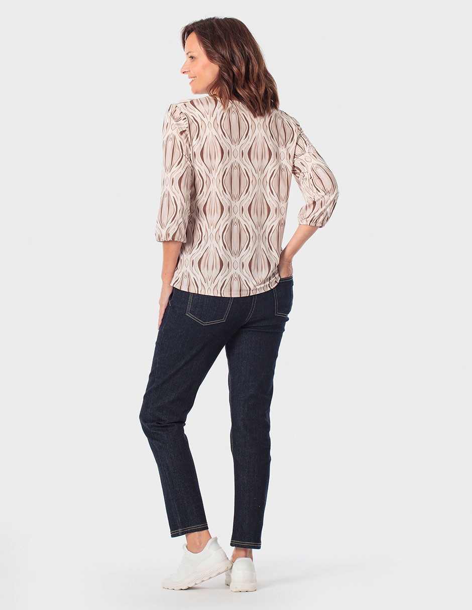 Blusa manga 3/4 cuello redondo para mujer 4