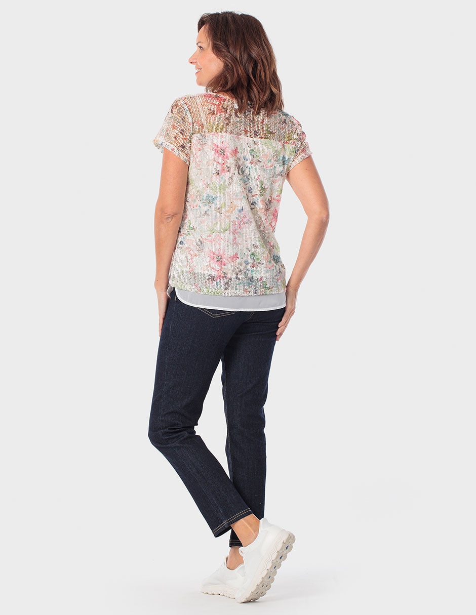 Blusa manga corta cuello V para mujer 4