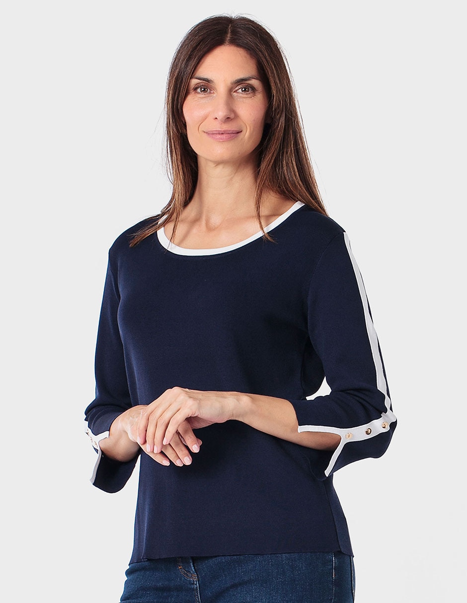 Suéter Punt Roma cuello redondo para mujer