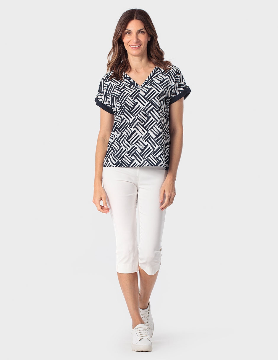 Blusa manga corta cuello V para mujer 3