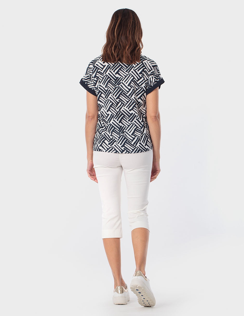 Blusa manga corta cuello V para mujer 4