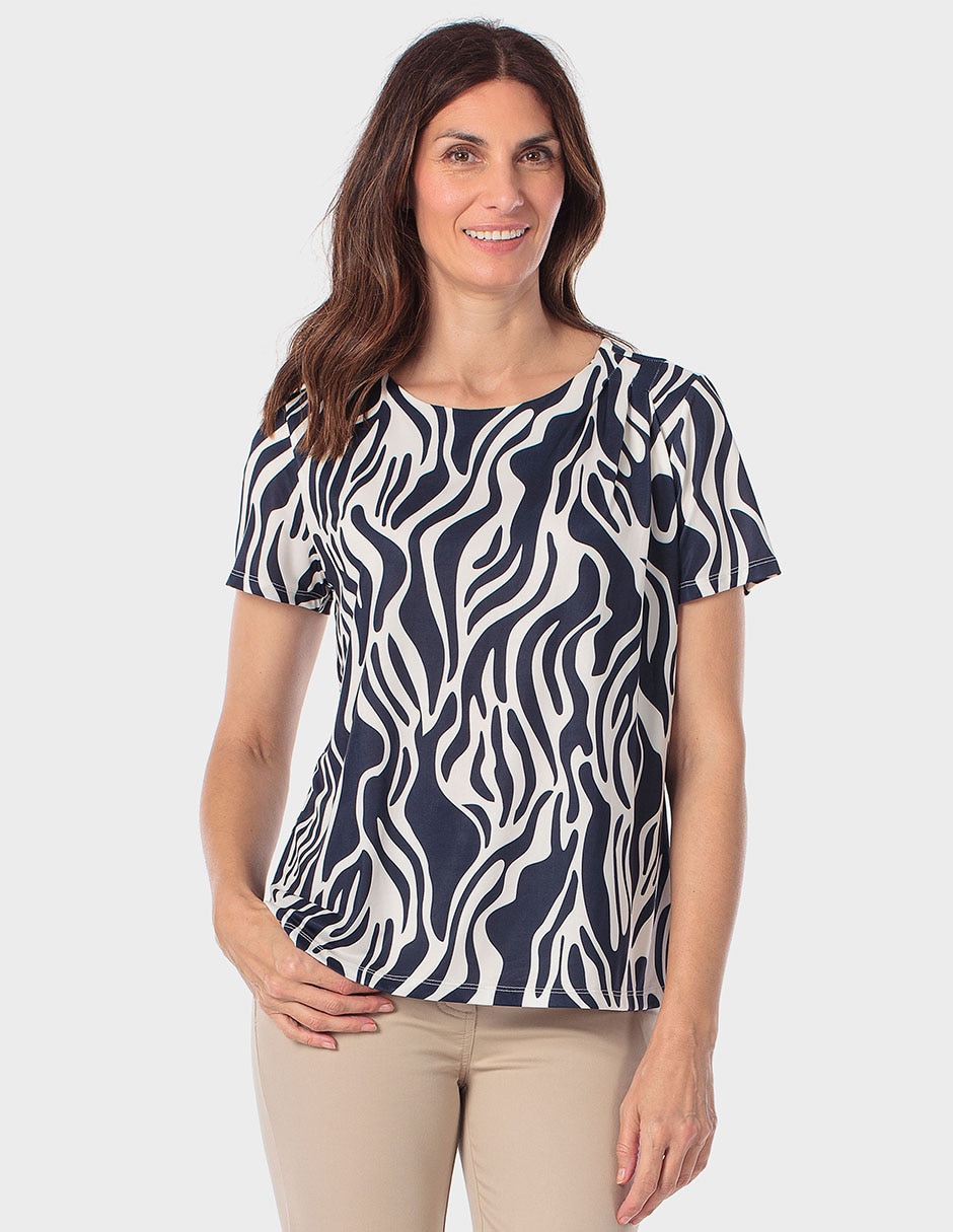 Blusa manga corta cuello redondo para mujer
