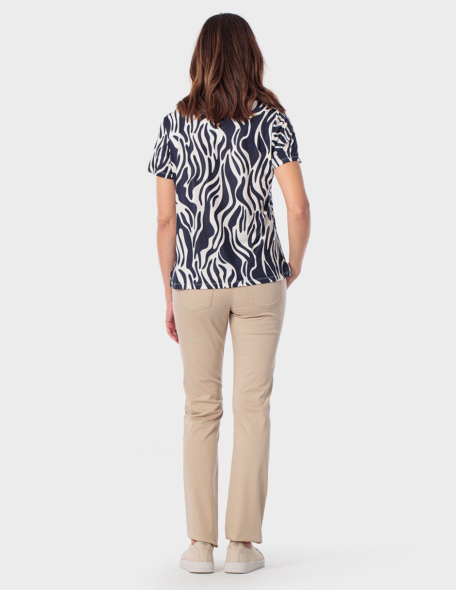 Blusa manga corta cuello redondo para mujer 4