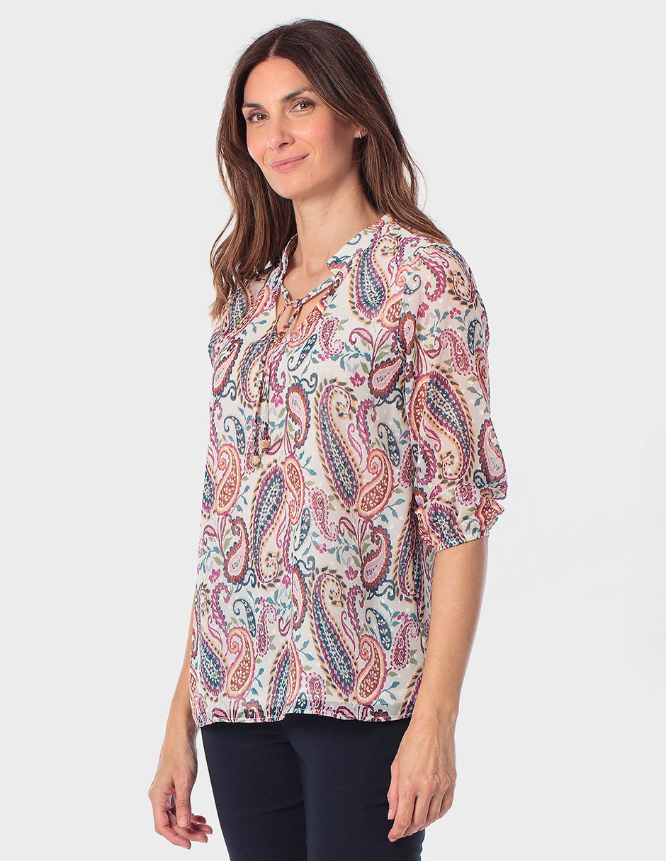 Blusa manga al codo para mujer