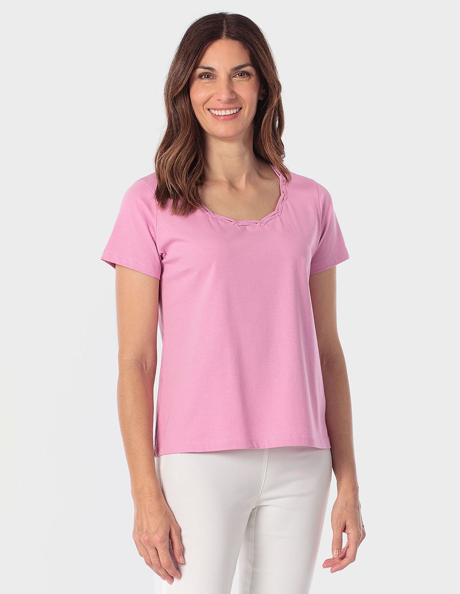 Playera manga corta cuello redondo para mujer Playera manga corta cuello redondo para mujer